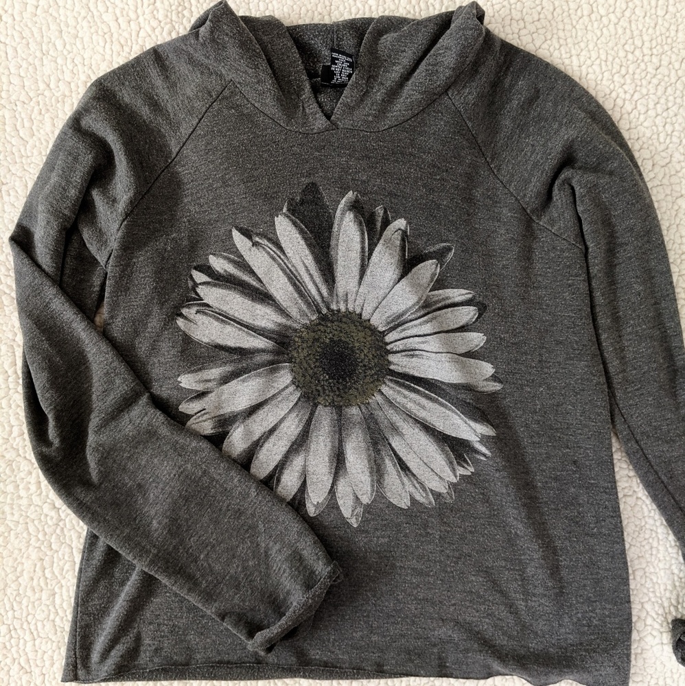 Hooded long sleeve shirt.